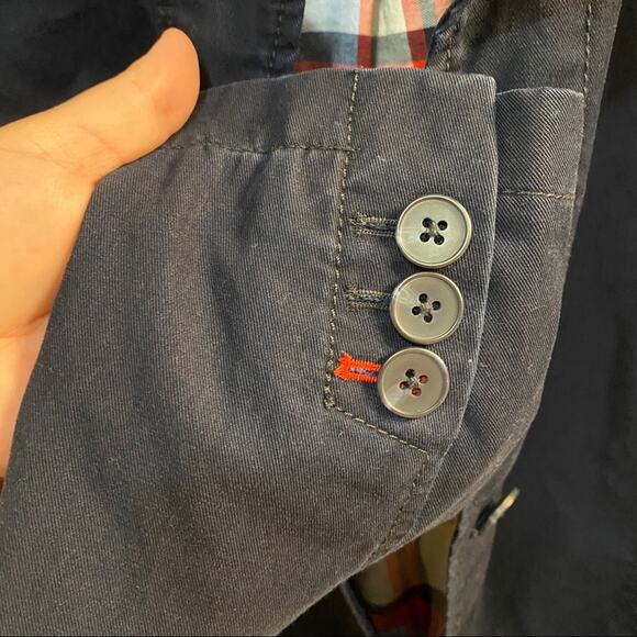 Talbots Button Down Navy Blue Blazer Jacket Women's Size 6 Tencel Lyocell Cotton - Picture 4 of 6